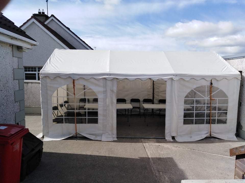 Image of marquee for hire with tables and chairs